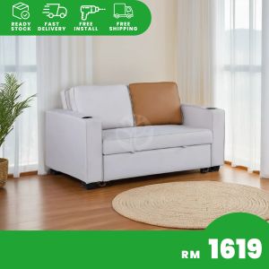 SMASIS BENTLEY Water Resistant Pull Out Sofa Bed with Cup Holders / 3 Angles Back Rest / Multi Functional Sofa Bed