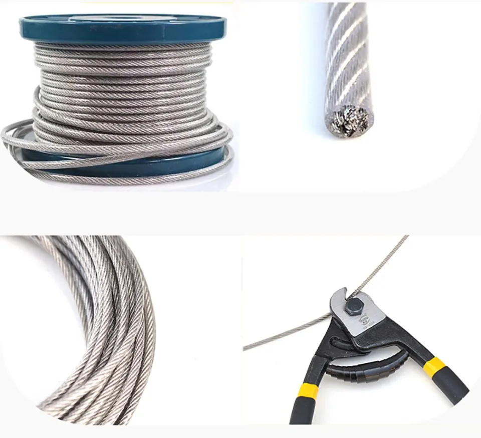 50 Meter 2mm Kit Steel PVC Coated Flexible Wire Rope Soft Cable Transparent Stainless  Steel Clothesline Hook Screws Basket Bolt - AliExpress