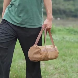 40cm Cylinder Camping Tool Storage Bag Portable Tent Stake Ground Nail Storage Bag Hammer Pouch Canvas Large Capacity