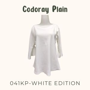 Baju Blouse Lengan 7/8 Bahan Codoray Plain White Edition All Size - Queens Fashion
