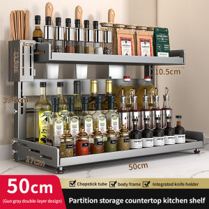 Spice Rack 30/40/50cm Kitchen Organizer Stainless Steel Seasoning Rack Condiment Storage Shelf Rak Dapur