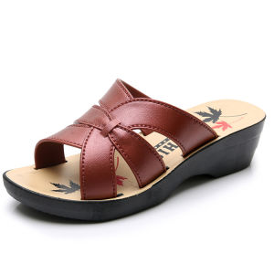 [Free Shipping] New Summer Wedge Sandals for Women Chunky Heel Slippers for Middle-Aged and Elderly Mothers Casual Versatile Fashionable Outdoor Womens Shoes