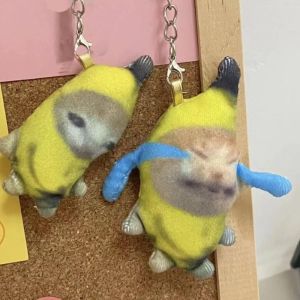 XINSU38 Stuffed Doll Crying Sound Banana Cat Keychain Banana Cat Doll Plush Banana Cat Doll Pendant Plush Key Chain Phonating Classmate Gifts