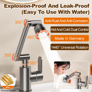 Rustproof and corrosion-proof washbasin faucet robotic arm faucet universal adjustment say goodbye to bending over can rotate up hot and cold water switch washbasin faucet washbasin faucet.