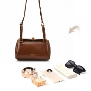 Women Girls PU Leather Crossbody Bag with Adjustable Strap and Practical Barrel Design for Travel