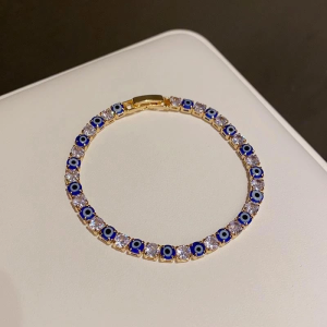 Evil Eye Geometric Bracelet Rhinestone Lucky Blue Eyes Charm Bracelet Evil Eye Bracelet
