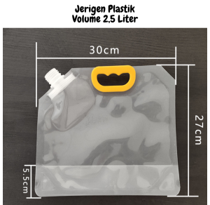 5 Pcs Jerigen Plastik Tebal SpoutPack untuk Cairan - Minyak isi 2500 ML / 25 Liter