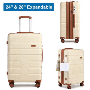 SEA CHOICE 19-inch Carry-on Trolley Case Expandable Suitcase Luggage with 24/28 Inches Lightweight Suitcase Travel Hand Luggage RPO Material Scratch-resistant Suitcase 19 Inch Cabin Suitcase with 4 Spinner Shock Absorbed Wheels and TSA Lock YKK zipper