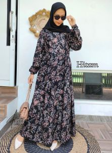 Gamis Moana Motif Bunga Kecil | Homey dress Wanita Rayon Import Motif | Dayli Dress Remaja Simple