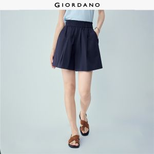 GIORDANO Women Casual Pants Elastic Waist 100% Cotton Woven Relaxed Non-Stretch Casual Comfortable Casual Pants 13406304