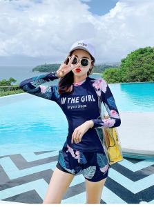 Đồ bơi nữ chân váy rời quần phối vải lưới trẻ trung tay dài chống nắng chất vải mềm mại co dãn 4 chiều thiết kế năng động phù hợp bơi lội tắm biển đi dạo biển vui chơi tại bể bơi bigsize từ 45kg đến 80kg