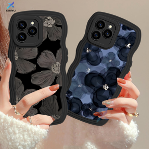 (Lokal Ready) Xinyu Casing hp iPhone 14 iPhone 14 Pro Max iPhone 11 iPhone13 Pro Max 11 Pro Max iPhone 12 XR XS MAX iPhone 6 6S 7 8 Plus SE 2020 Lukisan Minyak Keberuntungan Tulip Bunga Biru Soft Tpu Phone Case