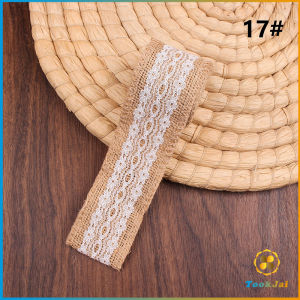 TookJai กว้าง 5cm ยาว 2m ม้วนริบบิ้นผ้ากระสอบแต่งด้วยลูกไม้สไตล์วินเทจ สำหรับตกแต่งของขวัญ Linen lace