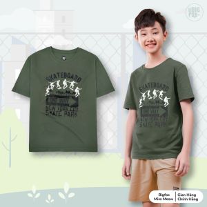 Áo thun cho bé trai BIGFOX - MISS MEOW size đại chất cotton mềm mịn dáng rộng mặc mùa hè hình in skate board size đại 12131415 tuổi