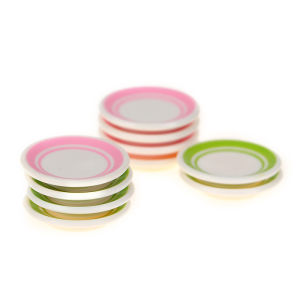 QUANSEN 5pcs bag 1:12 Dollhouse Miniature Colorful Plate Dishes Kitchen Accessories Toys