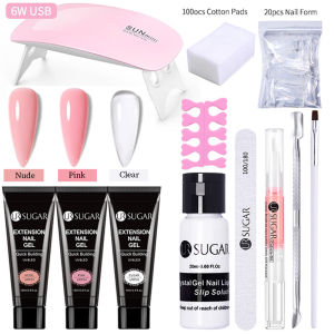 UR SUGAR 15ml Extension Nail Gel Set 6W LED Lamp Full Manicure Set Finger Extend Mold Nail Kit All For Quick Extension Tool Kit