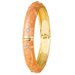MEEU Enamel Floral Vintage Cloisonne Bangle Colorful Traditional Flower Crystal Bangle Elegant Classic Womens Hand Bracelet Ladies
