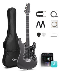 ENYA XMARI Smart Beginner Electric Guitar Kit with amp Built-in Effects | Carbon Fiber BodyUSB-C RecordingHeadphone Output AMP39" Complete Kit with Gig BagApp ControlIdeal for Silent Practice