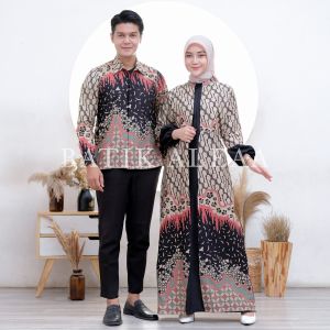 SET COUPLE GAMIS KEMEJA ASTANA HITAM COKLAT