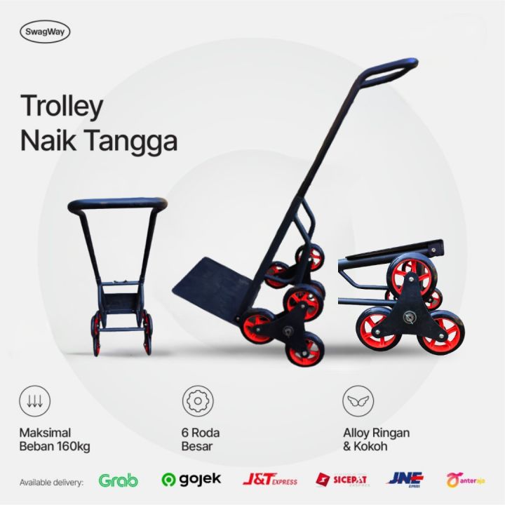Trolley troli naik tangga barang berat besar Troli roda ringan angkut