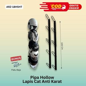 Rak Gantungan Helm Susun 3 dan 5 - Rak Penyimpanan Helm Dinding Bahan Besi Hollow Lebih Kuat & Kokoh
