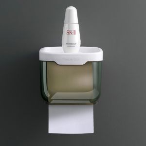 Wall Mount Bathroom Tissue Storage Box Punch-Free Toilet Paper Holder Toilet Paper Holder Waterproof Shelf Organizer