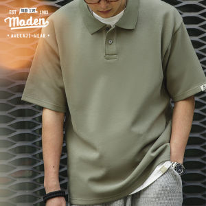 Maden Thương hiệu dụng cụ phong cách quý ông 2024 nam giới trưởng thành mới phong cách retro Nhật Bản Áo Thun Có Cổ vải cotton không khí lỏng lẻo mùa hè không sắt ve áo nam trưởng thành đơn giản kinh doanh Áo thun ngắn tay