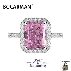 BOCARMAN Ice-Flower Cut Halo Ring S925 Silver 18K Gold Plated Dual Tone Synthetic Zircon with Gift Box Set