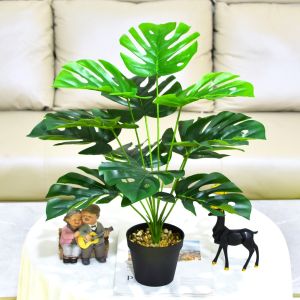 Artificial Monstera Plant Fake Turtle Leaf Plants with Monstera Leaf Pot Faux Monstera Plant for Home Office Store Garden Indoor Outdoor Monstera Decor ( Not inculding Pot) )