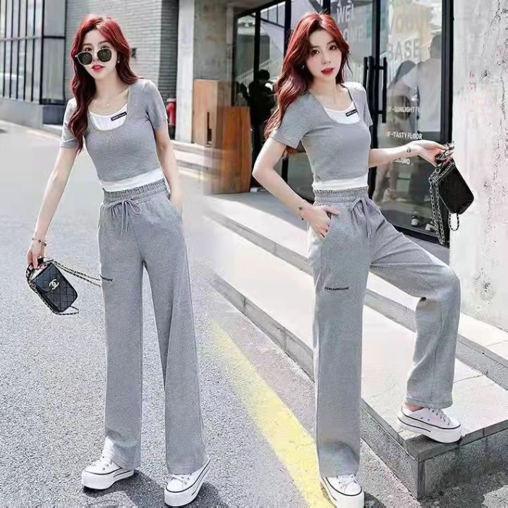 Women Wear New Summer Loose Suit Plus Size Casual Print Shirt Top Wide Leg  Pants Two Set - China Chinese Casual Women Swear and China Rompers Women  Swear price