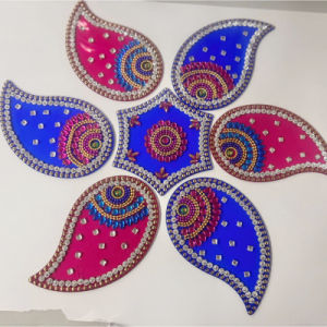 Traditional Reusable Handcrafted Acrylic Rangoli Beautiful Festive Decor | Diwali Decoration with Studded Stones (Pack of 1 pc | Size - 12 inches)