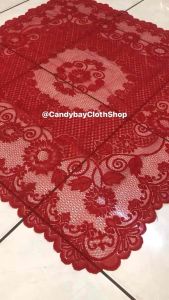 SPESIAL MERAH NATAL Taplak Meja Tamu Square 100 x 100 cm Bahan Kain Polyester Awet Anti Luntur Corak Bunga Matahari