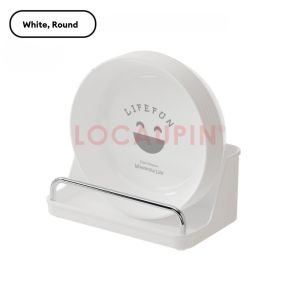 LOCAUPIN 6pcs Plates Set with Plates Storage Organizer Kitchenware Dish Rack Round Square Plastic Plate Dinnerware Set