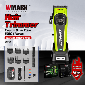 WMARK NG-V4 Professional Hair Clipper 8000RPM DLC Cutter Brushless Motor LED Light 240Min Battery