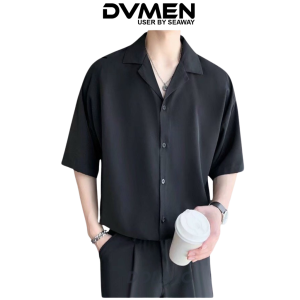 Áo sơ mi nam cổ vest DVMEN  áo sơ mi tay ngắn Cổ Vest vải Lụa Chéo mềm mại chống nhăn thấm hút