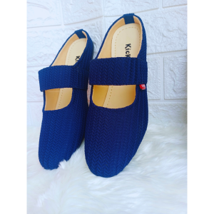 Sandal Flat Wanita Motif Berbatasan Kulit PU Gaya Korea - Sepatu Selop Nyaman