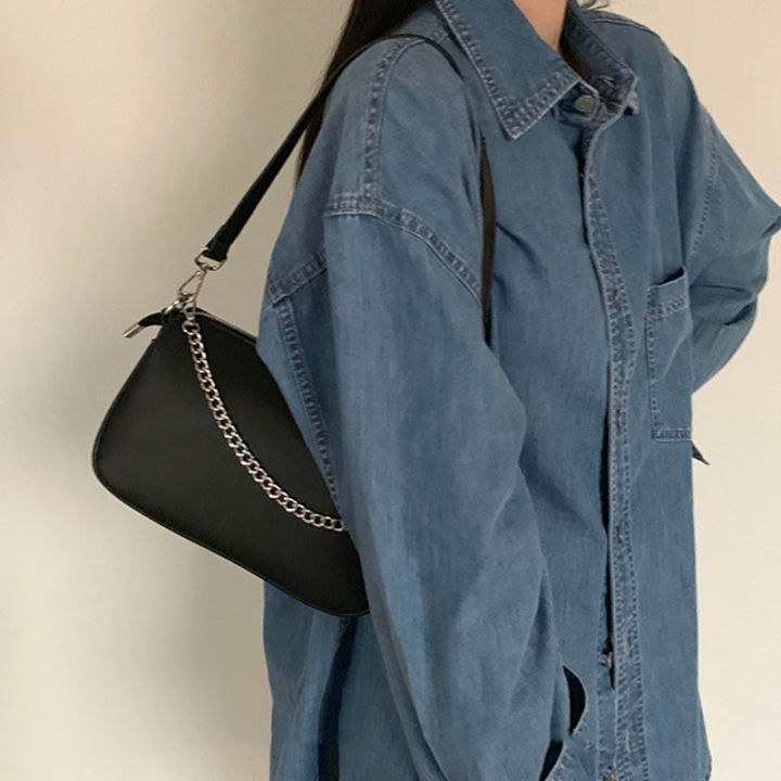 IELGY%20Chain%20Black%20Women's%20bag%20One%20shoulder%20Broadband%20All-match%20Retro%20Zipper%20Crossbody%20-%20Image%207