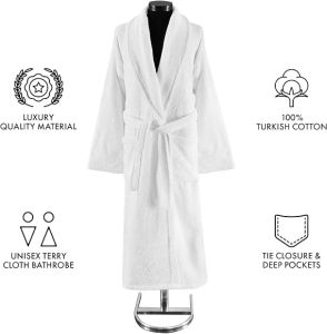 Textile Mall Premium Fleece Bathrobe 100% Cotton Velour Terry Bath Robe Hotel / Cotton Bathrobe / Jubah Mand