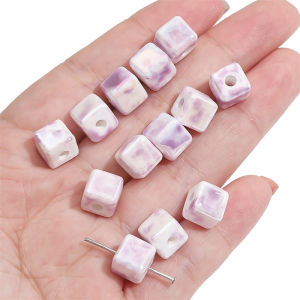 10pcs 8mm Fashion Colors Square Beads Cube Ceramic Loose Spacer Beads for DIY Handmade Porcelain Bracelet Necklace Jewelry Making