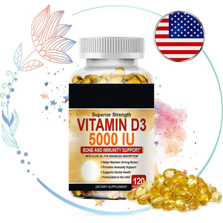 Vitamin D3 Softgels 5000 Iu High Concentration Enhanced Absorption And 
