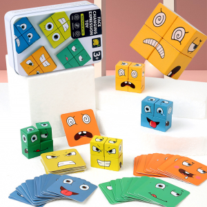 EFMN35 Mainan Anak Susun Ekspresi Muka Face Changing Puzzle Cube Mainan Puzzle Anak Family Game
