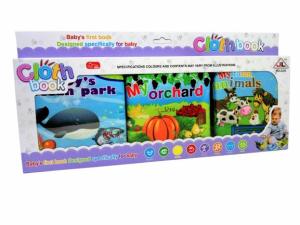 Baby Soft Cloth Book Educational Toy Book For Early Learning And Child Development - 1 box of 3 designs Buku kain untuk bayi ( 3 corak dalam satu kotak)