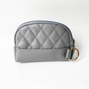 Womens coin purse with zipper soft lambskin leather keychain small coin purse
