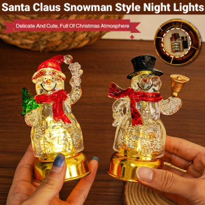 Christmas Night Lights Holiday Atmosphere Light Santa Claus Snowman Style Night Lamp Xmas Desktop Decoration Light