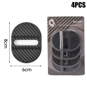 4PCS Car Universal Door Lock Shock-Absorbing Buffer Anti-Collision Pad Carbon Fiber Thickened Anti-Fall Door Lock Pin Cover Protective Cover DIY Car Lock Accessories