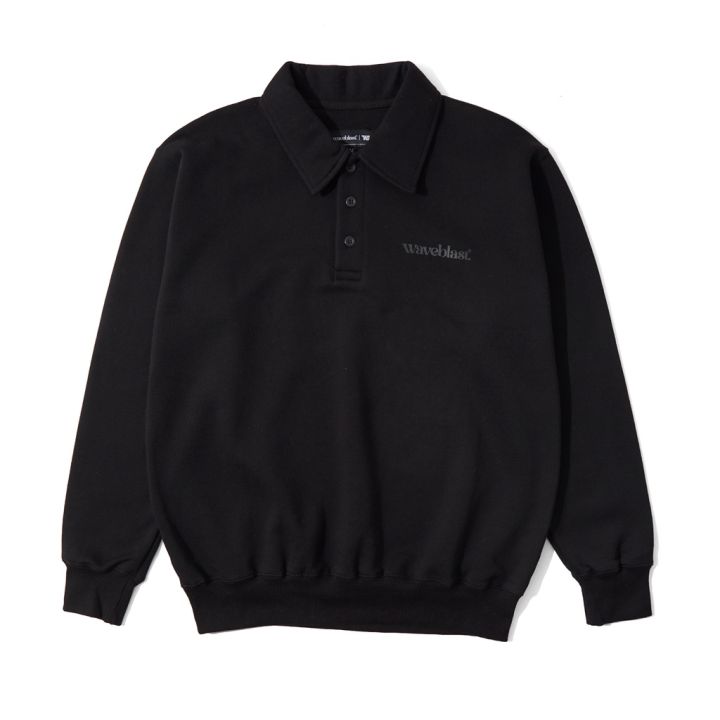 Waveblast Rugby Button Sweatshirt Basic Black Lazada Indonesia