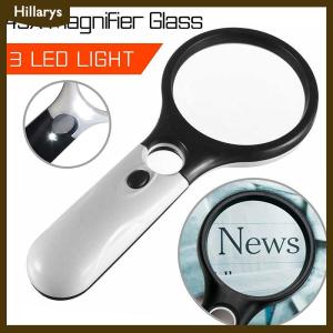 [Hillarys] 3LED Light 45X Handheld Magnifier Reading Magnifying Glass Lens Jewelry Loupe