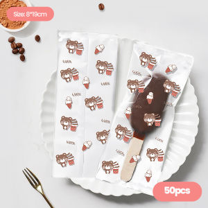 Ice Cream Wrapper Graham Bar Packaging Sealing Pastry Heat Seal Wrapper Milk Taffy Plastic Bag 50Pcs