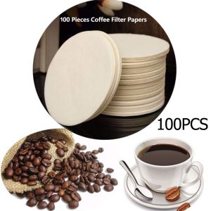 Moka Pot Coffee Filter Paper 100Pcs 60mm Wooded Round Paper for Home Espresso Coffee Tea Maker