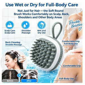 Portable Bath Brush Massage Shower Brush Multi-Functional for Spa-like Experience